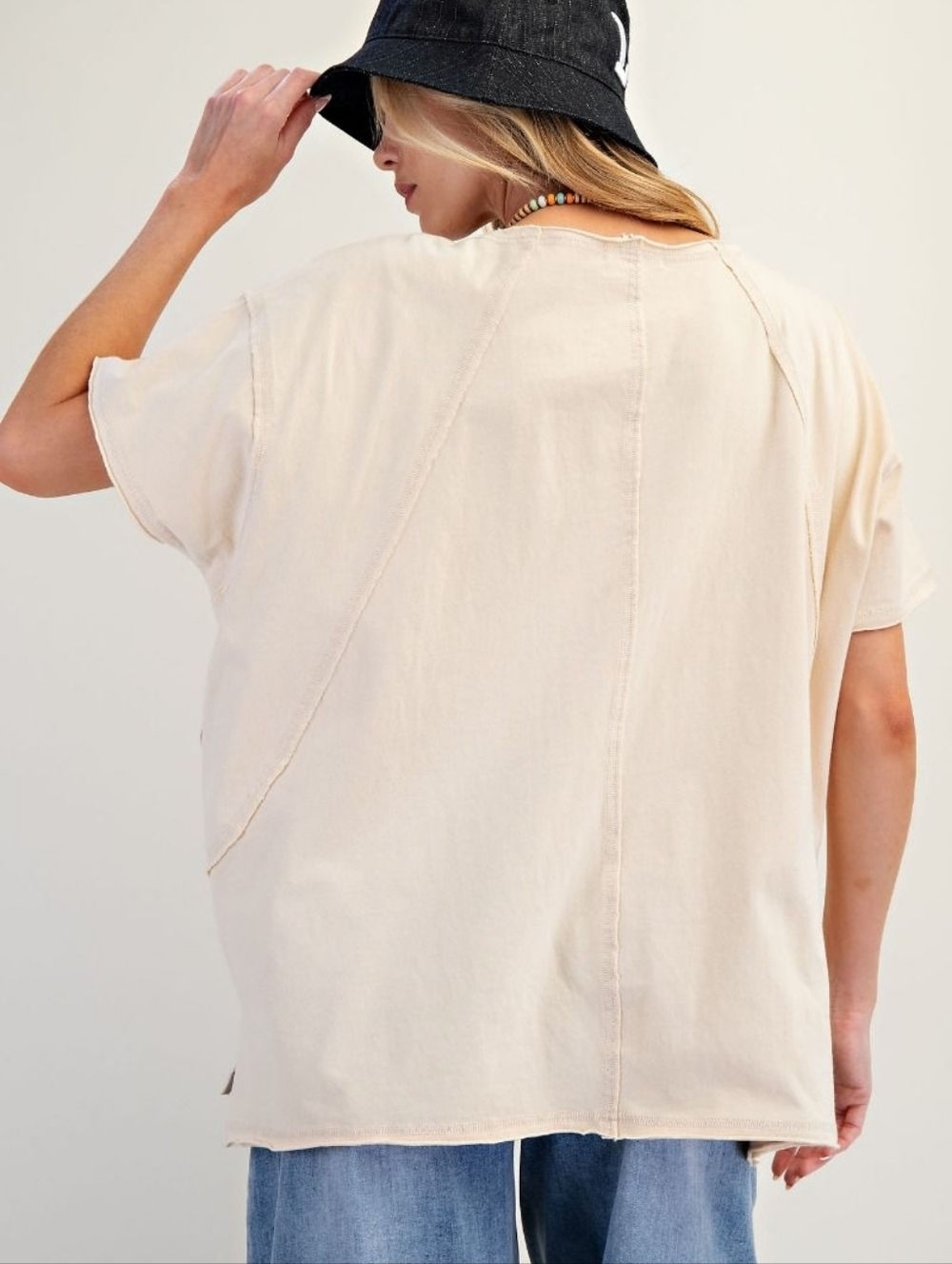 2-0411 EASEL flower Patch Cotton Mineral Washed Soft Top With Pockets Boutique - Picture 5 of 7